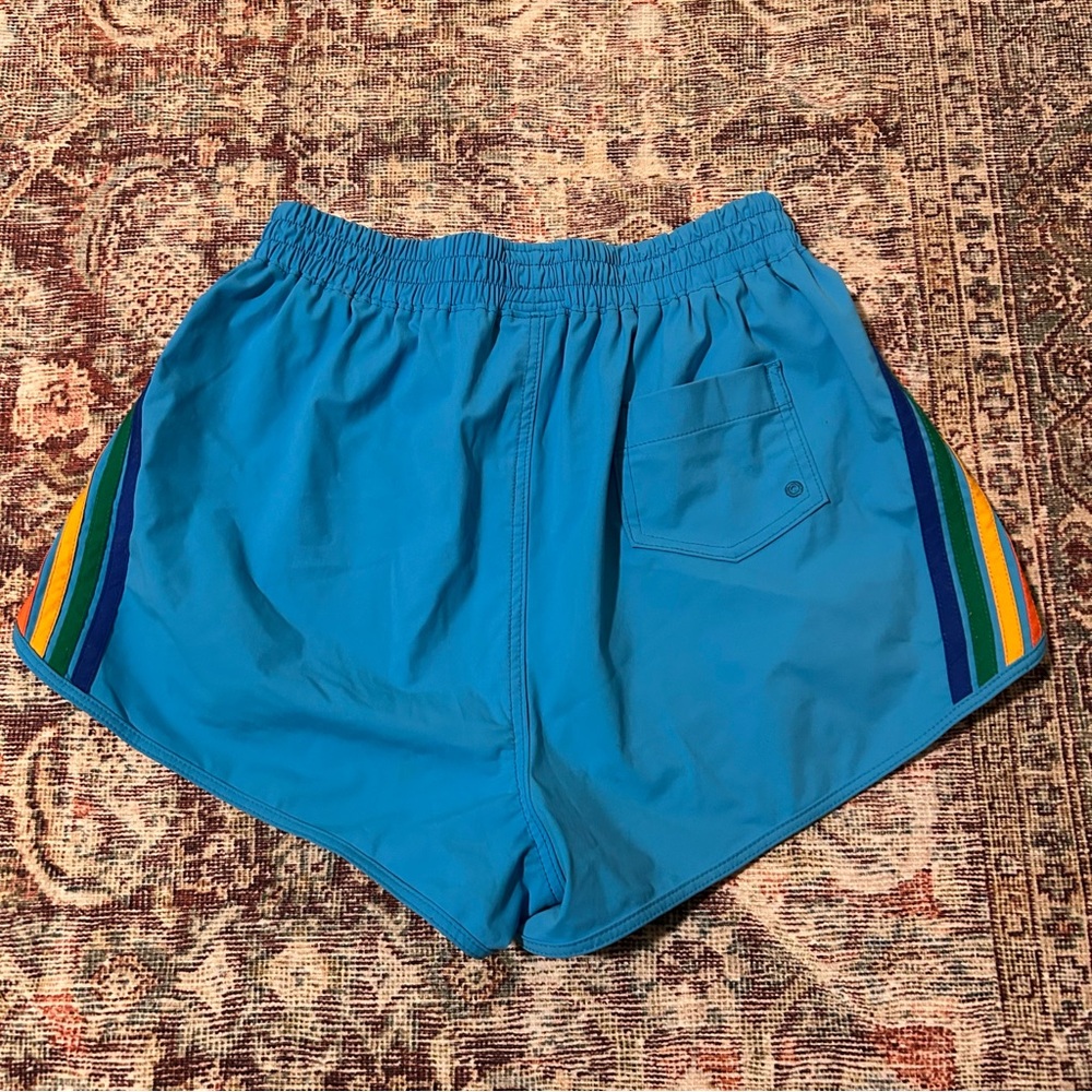 Aviator Nation 5 Stripe Flex Board Shorts Neon Blue Rainbow Small - Picture 5 of 8